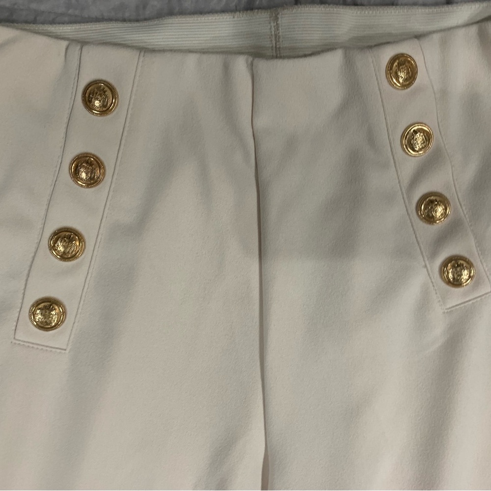 H&M Cream with Sailor Front Gold Button Trousers